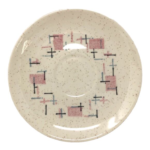 Metlox Vernon Ware Tickled Pink 6" Saucer Plates 50s Dinnerware MCM Set of 4 - Picture 8 of 12